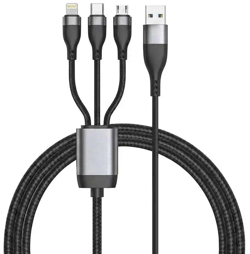 Cable 3 En 1 USB 3.0 A Tipo C Micro USB V8 Lightning 6A | Mallado 1.2m Cable 3 En 1 USB 3.0 A Tipo C Micro USB V8 Lightning 6A | Mallado 1.2m