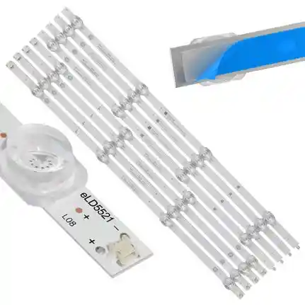Kit 8 Tiras LED Backlight TV eLD5521 - 528mm 3V Kit 8 Tiras LED Backlight TV eLD5521 - 528mm 3V