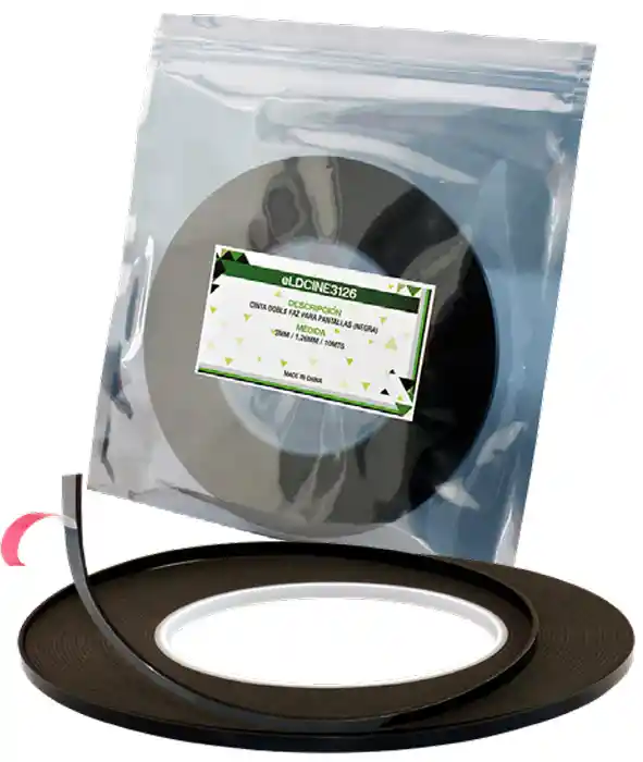 Cinta Bifaz de Alta Adherencia para Pantallas y Displays de TV 3MM X 1,26MM X 10MT