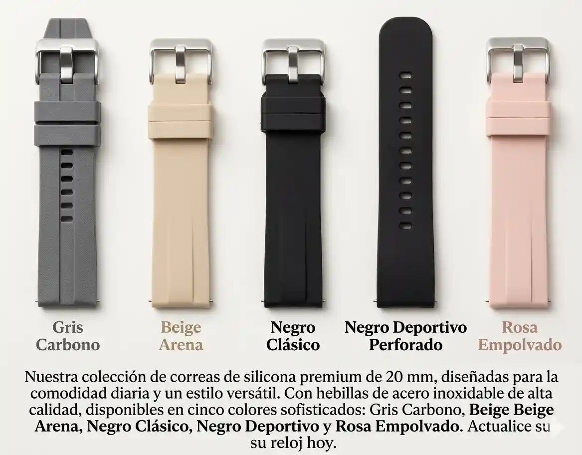 Mallas De Silicona Lisas Para Smartwatch | Gris Beige Negro Rosa