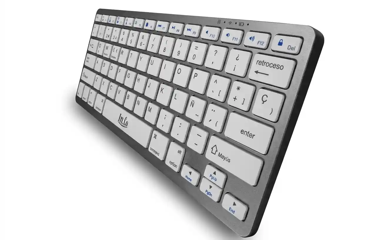 Teclado Inalámbrico Bluetooth Slim Recargable USB-C RDK-902 Español Teclado Inalámbrico Bluetooth Slim Recargable USB-C RDK-902 Español